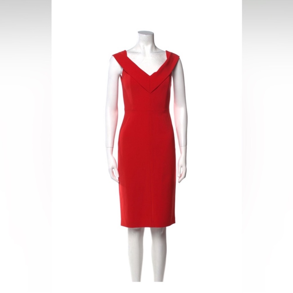 Alice + Olivia Poppy Red Off The Shoulder Fitted Dress